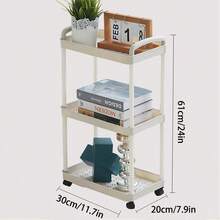 3-Tier Multi-Function Mobile Cart - Mobile Storage Organizer For Kitchen, Bedroom And Office (Black/White) - Multicolor - View 3