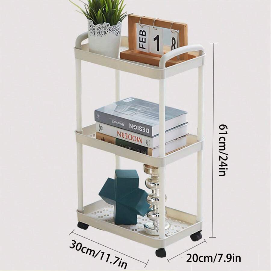 3-Tier Multi-Function Mobile Cart - Mobile Storage Organizer For Kitchen, Bedroom And Office (Black/White)