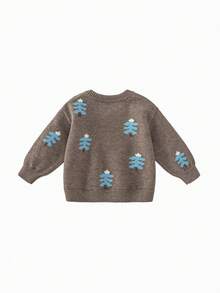 mini bala Sweater Rajut Jacquard Lembut untuk Bayi Laki-laki dan Perempuan, Pakaian Sehari-hari Musim Dingin - kopi hitam - View 2