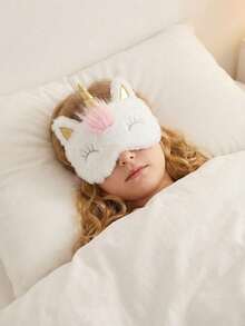 1pc Plush Crown Rabbit Sleep Mask For Kids 8+ And Adults, Eye Cover For Sleeping, Napping, Light Blocking, Ice Compress, Adjustable Satin Eye Mask For Airplane Travel, Multifunctional Sleep Mask With Back Pocket For Ice Pack Or Heat Pack - Multicolor - View 7