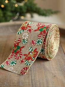 1pc Burlap Christmas Ribbon Christmas Tree Garland Decoration Ribbon Woven Tape Party Supplies Atmosphere Decor Colorful Ribbon - Multicolor - View 9
