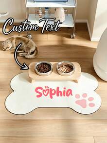 Personalized Dog Food Mat, Dog Feeding Mat, Customizable Pet Name Dog Food Mat, Personalized Dog Bed Mat, Customizable According To Your Dog's Name, Pet Feeding Mat, Suitable For Dogs, Cats, Puppies Accessories - Multicolor - View 1