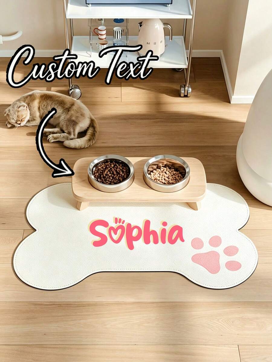 Personalized Dog Food Mat, Dog Feeding Mat, Customizable Pet Name Dog Food Mat, Personalized Dog Bed Mat, Customizable According To Your Dog's Name, Pet Feeding Mat, Suitable For Dogs, Cats, Puppies Accessories - Multicolor - View 1