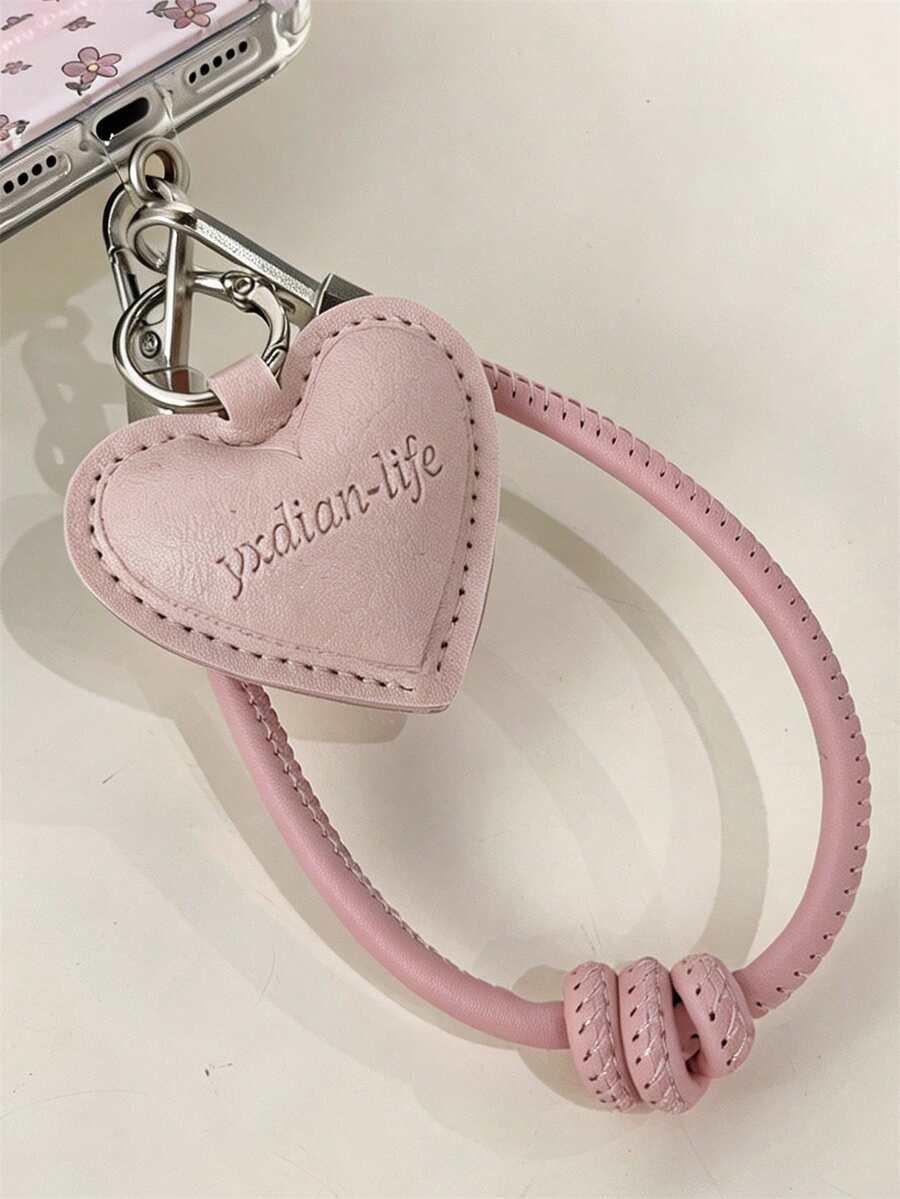 Y2K Simple Lovely Macaron Color Heart Pendant Mobile Phone Lanyard Summer Stylish Chain Hanging Rope Bag Anti-Loss Accessories For Girl