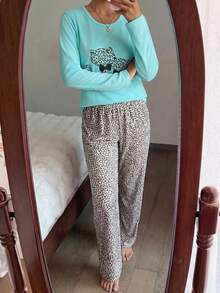 Blue Cat Pajama Set - Red - View 4