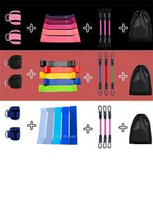 Set 4 Pcs Pita Resistensi Pinggul, Termasuk Tali Pergelangan Kaki, Tali Ketegangan Pinggul & Kaki, Pembentuk Pinggang, Mesin Kabel, Kit Pelatihan Pita Elastis Pengangkat Pinggul dan Pergelangan Kaki - MultiWarna - View 6