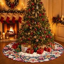1pc Gingerbread House Candy Pattern Christmas Tree Skirt, Elegant Color Holiday Decor, 5 Sizes, Unisex Holiday Gift, Suitable For Home And Party Christmas Home Decoration - Gingerbread House Candy - View 7