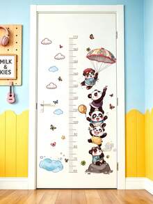 Cute Parachute Panda Height Measurement Wall Sticker Children Growth Record Decal Bedroom Early Education Decoration Self-Adhesive Paper - Multicolor - View 1