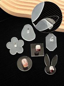 1pc Nail Art Practice Holder Multi-Shape Transparent Acrylic Material Non-Magnetic Nail Holder - Clear - View 4