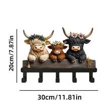 3pcs Highland Cow Metal Kitchen Hooks, Farm Animal Decorative Hangers, Suitable For Kitchen Entrance, Spoon, Towel, Pot Rack Hooks, Keys, Bags, Country Style, Decorative Rack - Black and White - View 4