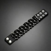 2pcs Black Personalized Fashion Textured Punk Style Sports Bracelet, Suitable For Men's Holiday Party Fashion Wear, Exquisite Gift For Men - Black - View 6