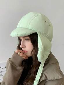 Topi Aviator Tebal Warna Solid Modis, Topi Ringan Pelindung Telinga dengan Pinggiran dan Tali yang Dapat Diatur, Topi Musim Dingin Hangat Tahan Angin, Cocok untuk Pemakaian Sehari-hari di Luar Ruangan, Topi Musim Dingin - MultiWarna - View 15