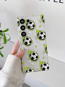 1pc Full Print Football Letter Pattern, Perforated Transparent TPU Material Phone Case, UV Printing Process, Compatible With Samsung, Nothing, Pixel, Series, Holiday Gift, Daily Commute, Daily Anti-Drop Highly Attractive Style - Multicolor - View 2