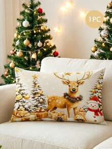 1件裝聖誕枕套，100%聚酯纖維數位印花抱枕套（不含填充物），聖誕居家裝飾 - 彩色 - 查看 4