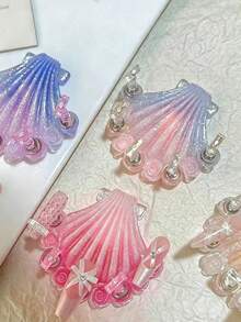 New Nail Art Nail Tips Gradient Shell Series Base Laser Aurora Ice Transparent Practice Nail Tips Long Nail Tips - Pink - View 2