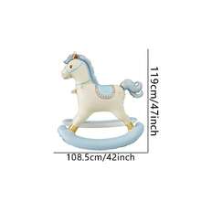 1pc Standing 3D Rocking Horse Aluminum Foil Balloon, Indoor Tabletop Party Decoration Display Ornament Birthday Party Atmosphere Background Room Decor - Blue Rocking Horse - View 2