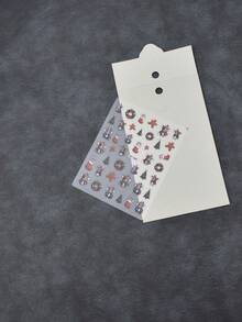 1pc Christmas Cartoon Mouse & Gingerbread Man Nail Stickers, Cute Christmas Socks, Wreath & Christmas Tree Nail Decals, Self-Adhesive Glitter Nail Art, Asymmetrical Shape, Suitable For Theme Parties - Multicolor - View 6