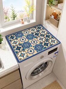 Vintage Mosaic Washing Machine Cover - Waterproof And Durable Silicone Material, 23.62X19.69 Inch Kitchen Or Laundry Decorative Cover, Multicolor Design, Home Storage, Fashion Home Accessories, Durable Materials - Multicolor - View 8