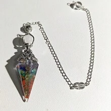 1件復古六角尖端占卜平衡吊墜，樹脂水晶青金石紫水晶石項鍊珠寶 - 六角錐靈擺 - 查看 14