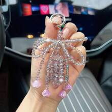 1Pc Crystal Bellflower Beaded Keychain, Tassel Alloy Key Ring, Bag Charm Pendant For Backpack Car Keys, Halloween Christmas Holiday Gift - Multicolor - View 4
