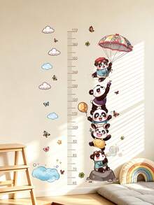 Cute Parachute Panda Height Measurement Wall Sticker Children Growth Record Decal Bedroom Early Education Decoration Self-Adhesive Paper - Multicolor - View 2