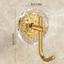 1/4Pcs Wall Mounted Self-Adhesive Acrylic Hooks, Heavy-Duty Strong Waterproof Sticky Hooks, Gold Color, 3.35 Inches, For Bathroom Kitchen Wardrobe Door Back Clothes Hanging Storage - Multicolor - View 7