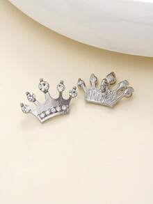 6pcs/Pack Crown Shaped Rhinestone Embellished Exquisite High-End Metal Buttons, Suitable For Shirts, Cardigans, Wedding Dresses, Suits, Jackets, Collar Buttons, Cufflinks, DIY Bags, Gift Boxes, Hair Accessories, Jewelry Accessories - Multicolor - View 3