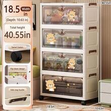 No Assembly Cartoon Flip-Top Folding Storage Cabinet Children Toy Organizer Multi-Layer Plastic Storage Rack Home Use - Transparent - View 17