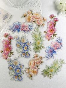 10pcs Vintage Large Floral Stickers For Scrapbooking, DIY Collage, Photo Album, Planner, Journal Decoration - Glazed Floral - View 14