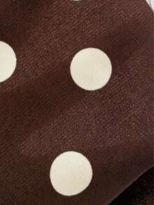 Plus Size Women French Polka Dot Print Button Long Sleeve Blouse - Coffee Brown - View 6