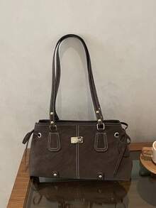 Cross-Border Autumn/Winter New Fashion Commuter Underarm Bag, Korean Style Minimalist Shoulder Bag, Large Capacity Handheld Tote Bag, Light Luxury - Coffee Brown - View 9