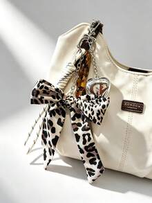 1pc Italian Fashion Handmade Woven Ribbon Leopard Print Bow Pendant Charm For Women Handbags, Tote Bags, Car Keychains - Multicolor - View 13