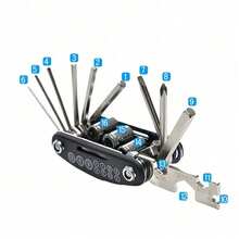 Penting untuk Bersepeda! Alat Multifungsi Sepeda 16-in-1, Set Kunci Pas Perbaikan Portabel Lipat, Obeng Kunci Hex Universal - MultiWarna - View 9