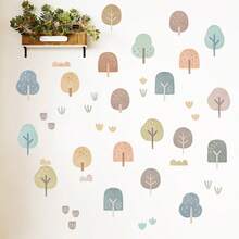 1set Woodland Forest Wall Decals Colorful Small Tree Self-Adhesive Stickers, Suitable For Home Decoration, Room Decoration, Wall Decoration, PVC Waterproof Material, Removable - Self-adhesive - View 3