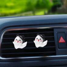 2pcs Cute Halloween Ghost Air Vent Clips, Cartoon Ghost Shaped Car Air Vent Clips, Simple Card Mount Design, Creates A Halloween Car Interior Decoration Accessories - Halloween Ghost Air Vent Decor Clip - View 11