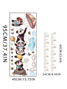Cute Parachute Panda Height Measurement Wall Sticker Children Growth Record Decal Bedroom Early Education Decoration Self-Adhesive Paper - Multicolor - View 6