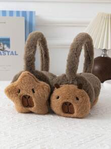 GARASSACC 1pc Cute Capybara Plush Earmuffs For Girls - Brown - View 2