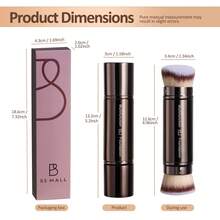 BS-MALL Double-Ended Telescopic Travel Foundation Brush Lightweight Professional Portable - Brown - View 7