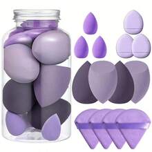 14pcs Makeup Sponge Set With Storage Jar, Soft Foundation Blender, Makeup Sponge Finger Puff, Dry & Wet Dual Use Foundation Powder Puff, Multiple Colors Available - Multicolor - View 13