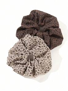 2/1 buah Ikat Rambut Kain Motif Leopard Cokelat, Gaya Vintage Sederhana Sempurna untuk Kerja dan Jalan-jalan, Gaya Rambut Ekor Kuda Retro Rapi, Aksesori Rambut yang Cocok untuk Sehari-hari - Beraneka warna - View 9