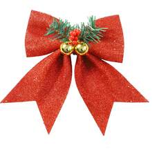 Christmas Bow Ornament With Artificial Pine Branches, Red Berries And Gold Bells, Suitable For Christmas Tree, Wreath, Gift Box Holiday Decoration - Christmas Gift - Birthday Gift - Perfect Gift - Holiday Gift - Small Gift - Multiple Styles - View 10