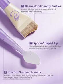 INYUSUN Unicorn Makeup Set, Dual-Ended Foundation Brush, Triangle Marshmallow Powder Puff, Dry & Wet Use, Non-Absorbent, Beginner Makeup 3 Pieces Gift Set - Multicolor - View 8