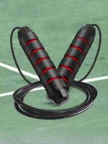 1pc Black & Red Weighted Steel Wire Jump Rope, Anti-Slip Breathable Foam Handles, 3 Meters Total Length Adjustable, Suitable For Home Fitness, Daily Exercise And Weight Loss - Multicolor - View 3