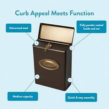 Free Shipping Designer Locking Wall Mount Mailbox, Bronze, Medium - Venetian Bronze Brass - View 6