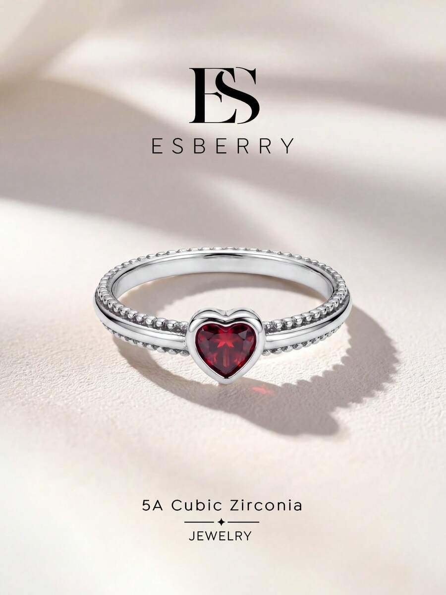 1pc Rivet Heart Ring, Exquisite Jewelry Gift, Suitable For Ball/Party, Birthday/Date, Daily Wear Or Gift Giving - Studded Heart Ring - View 1