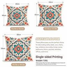 4pcs Bohemian Floral Mandala Print Pillow Covers, Single-Sided Printed Cushion Covers/Pillowcases, Multi-Scene Atmosphere Decorative Pillow Covers Suitable For Living Room Sofa Bedroom, Pillow Insert Not Included - Multicolor - View 2