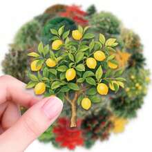 50pcs Cute Cartoon Tree PET Stickers, Perfect For Scrapbooking, Journals, Laptops, Bumpers, Skateboards, Water Bottles, Computers, Phones And Other DIY Creative Graffiti Sticker Toys - Multicolor - View 6
