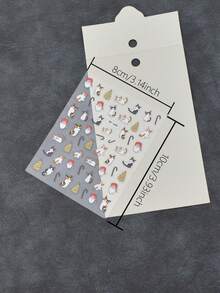 1pc Soft Cute Cartoon Kitten Santa Claus Nail Stickers, Minimalist Christmas Tree & Candy Cane Nail Decals, Christmas Theme, Shiny Surface, Cute Style, INS, Suitable For Holiday Parties And Autumn Outings - Multicolor - View 2
