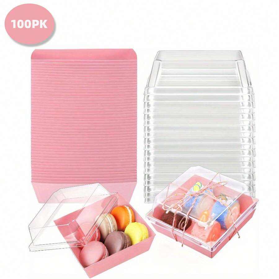 Pastry Packaging Boxes - Lot de 100 Rose - Voir 1