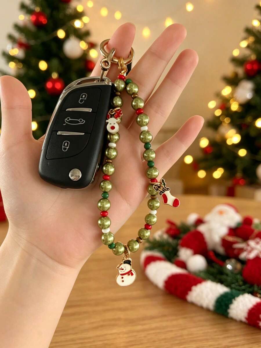 1pc Christmas Casual Cute ABS Plastic (ABS Resin) Car Keychain, All-Season Universal Keychain Pendant, Christmas Gift - Multicolor - View 1